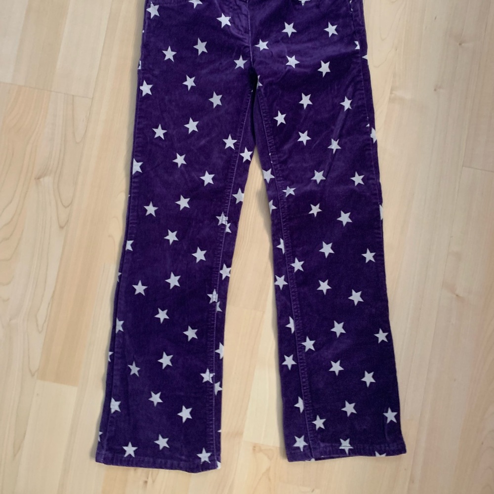Mini Boden Velvet Star Purple Pants 9 LN